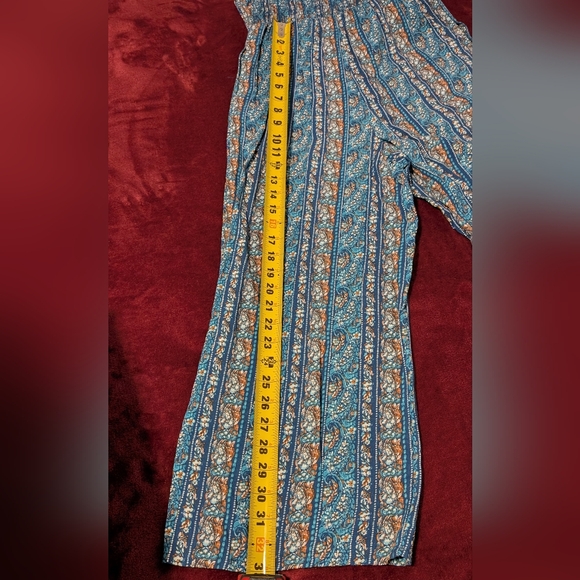 Bohemian Blue and Orange Wide-Leg Jumpsuit - Picture 7 of 7